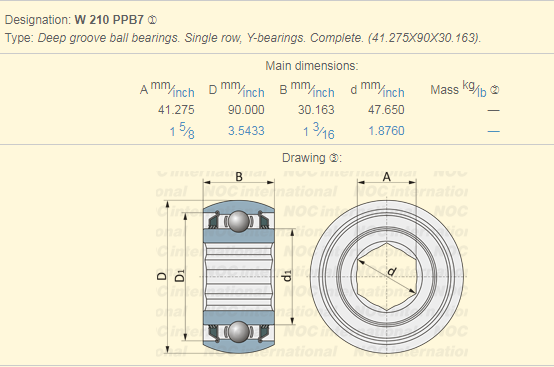 W210PPB7 Bearing 